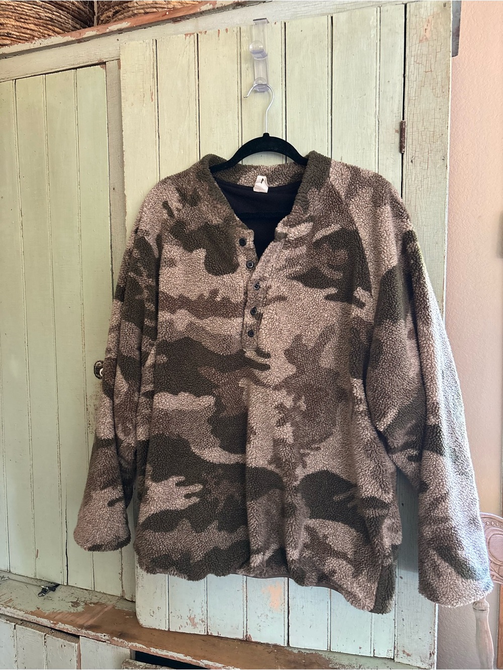 Camouflage Sherpa Pullover Sweater